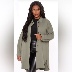 Fashion Nova Women's Olive Green Shacket